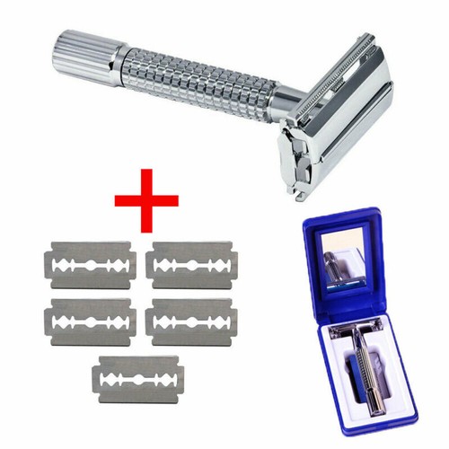 For Men Double Edge Stainless Steel With 5 Blade Mirror Travel Case