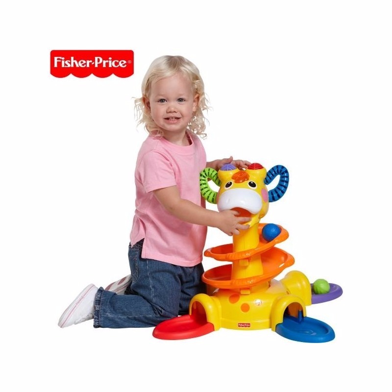 Fisher Price Giraffe sittostand Activity Tower swirl ball drop