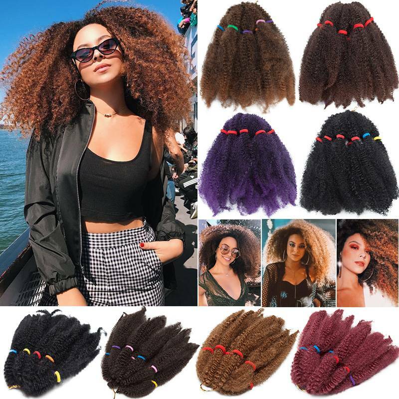 Afro Kinky Bulk Hair Extension Curly Twist Crochet Braids 100% Natural as Human