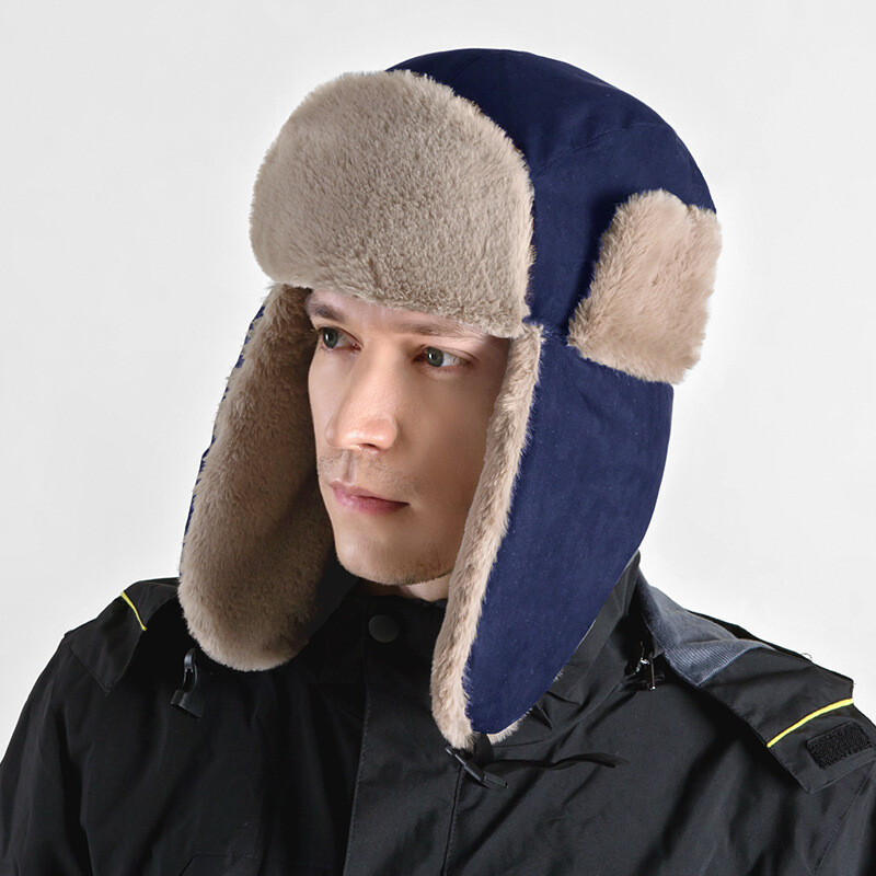 Herren Wildleder Trapper Hut Russischer Stil Kunstpelz Gefüttert Winter Warm Ohr