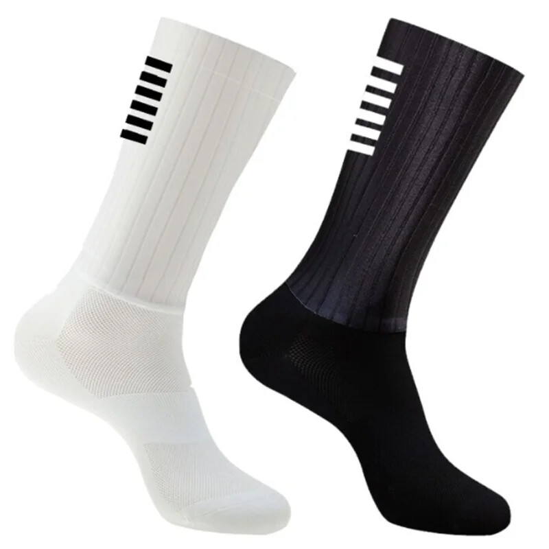 Anti Slip Silicone Summer Aero Socks Whiteline Cycling Socks Men Bicycle Sport