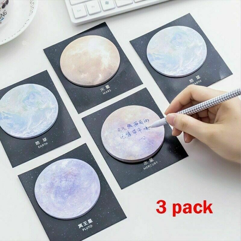 3x Random Star Planet Sticky Notes Memo Pad School Supplies Stationery Decor UK