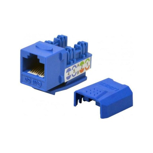 Keystone Jack CAT5E Blue Network Ethernet 110 Punchdown 8P8C RJ45 (100/Pack)
