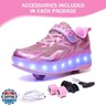 Wooowyet LED Roller Skate Shoes for Kids Boys Girls Light Up Fashion Sneakers Wheels Wheeled USB Rechargeable HookandLoop Shiny Pink Little Kids Size 2.5
