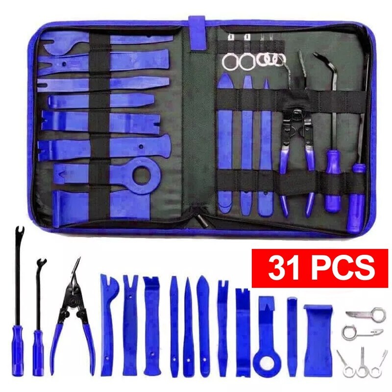31Pcs Car Door Trim Panel Removal Molding Pry Interior Clip Install Tool Kit UK