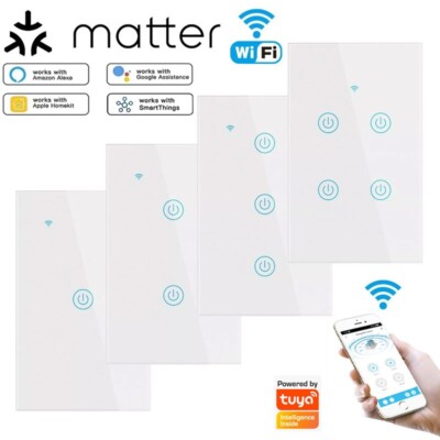 Tuya Interruttore per Luci Touch Smart Matter WiFi Serie NovaTech Placca Bianca