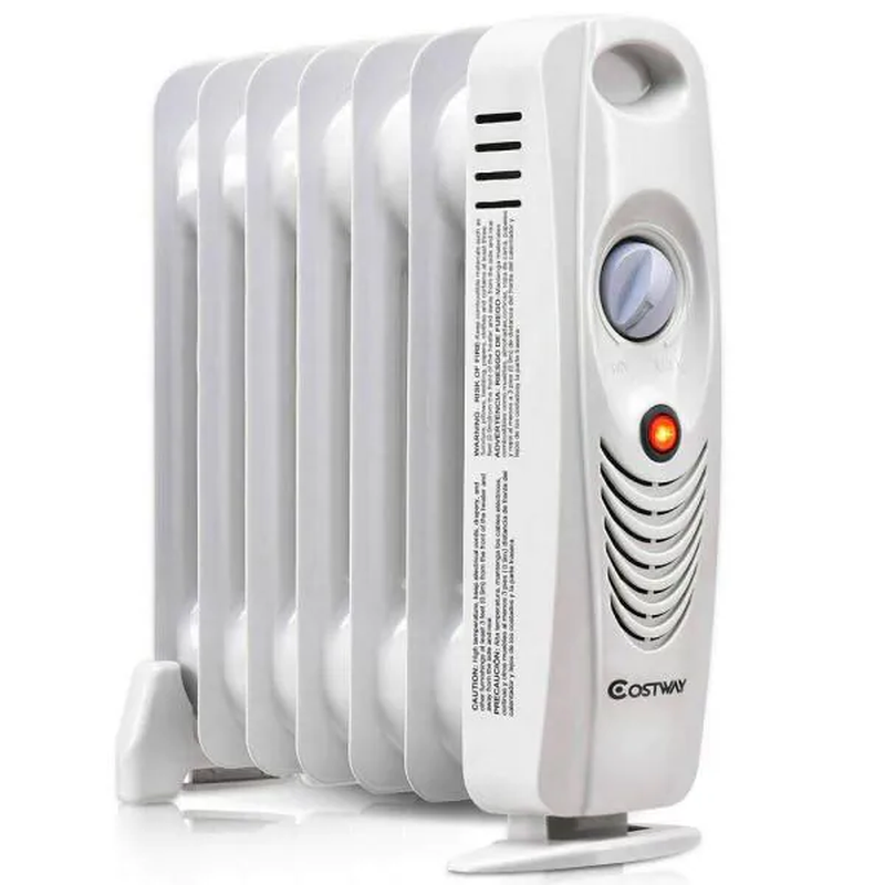 Space Heater 700-Watt Oil-Filled Radiator White Portable Electric Heating