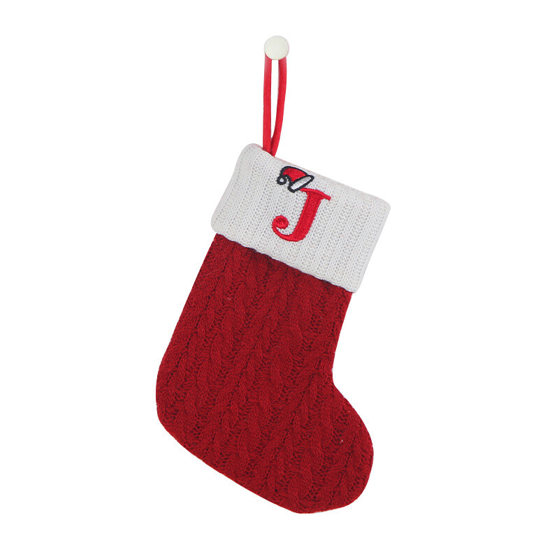 Alphabet Knit Stocking Christmas Tree Decoration 2023 Navidad Noel 2024
