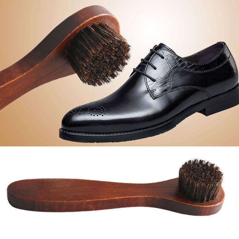 Handle Bristle Horse Hair Brush Shoe Boot Polish Shine Cleaning Dauber Brush US