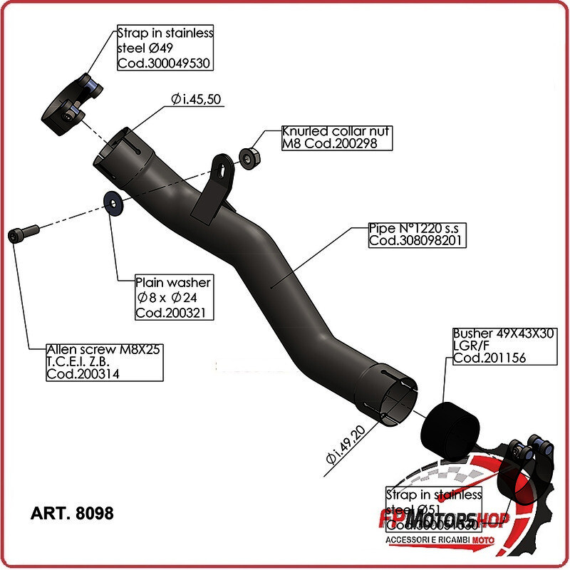 RACCORDO ELIMINA CATALIZZATORE PER BENELLI LEONCINO 500 17- LEOVINCE 8098