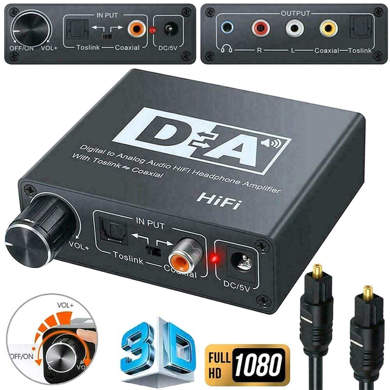 Optischer Toslink-Koaxial-Digital-Analog-Audio-Wandler Cinch-Adapter