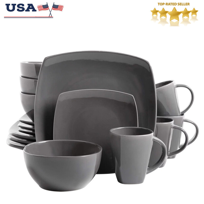16 Piece Stoneware Dinnerware Set Soho Lounge W/ Plates Bowls Mugs Service for 4