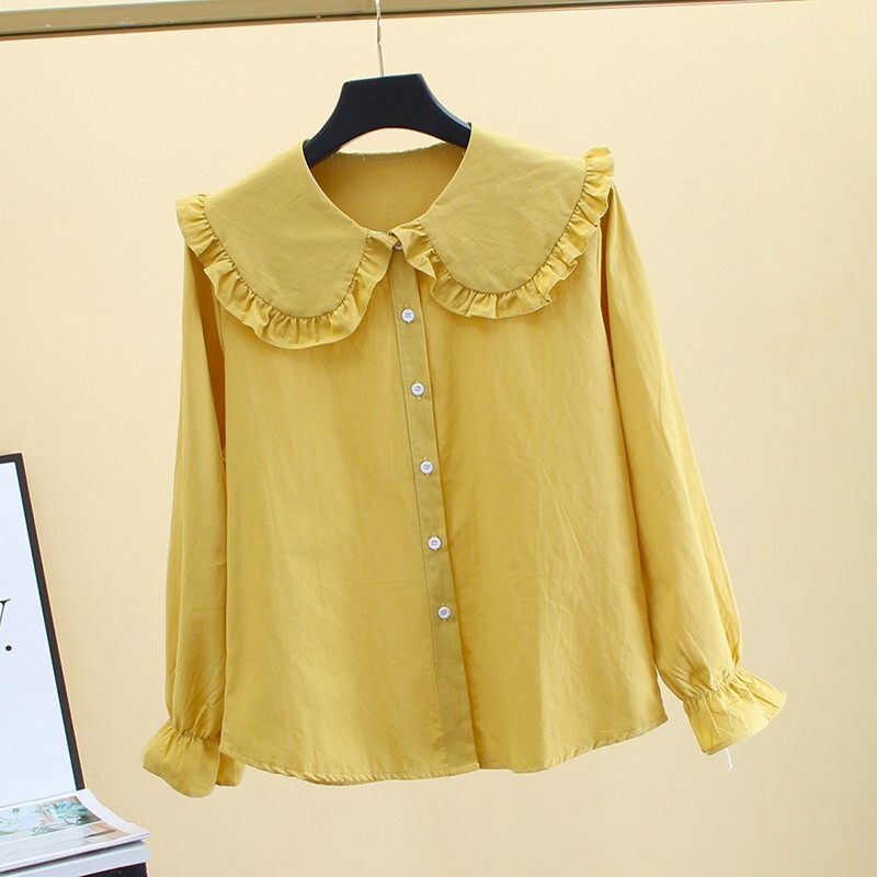 Cute Lolita Blouse Peter Pan Collar Women Shirt Korean Style Lady Teenage Girl