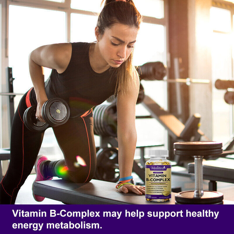 Vitamin B Complex 120 Capsules B1,B2,B3,B5,B6,B7,B9,B12, Immune Support Pills