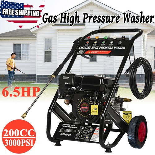 Gas High Pressure Washer Cold Water 3000-PSI 6.5 HP for Car Fence Floor Cleaning