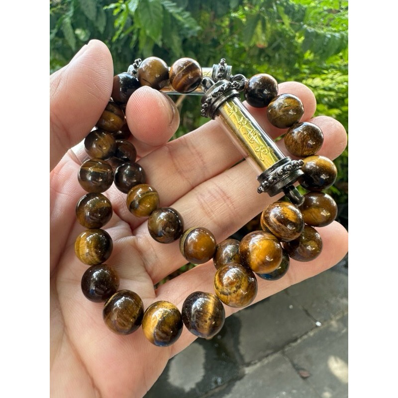 Bracelet Tiger's Eye Takrud Lp Maha Sila Luang Pu MahaSila Thai Buddha Amulet
