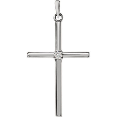 JADiamonds White Sapphire Cross Pendant In Platinum