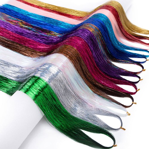 Rainbow Sparkle Shiny Hair Tinsel 200 Strands Hair Tinsel Heat Resistant Fairy