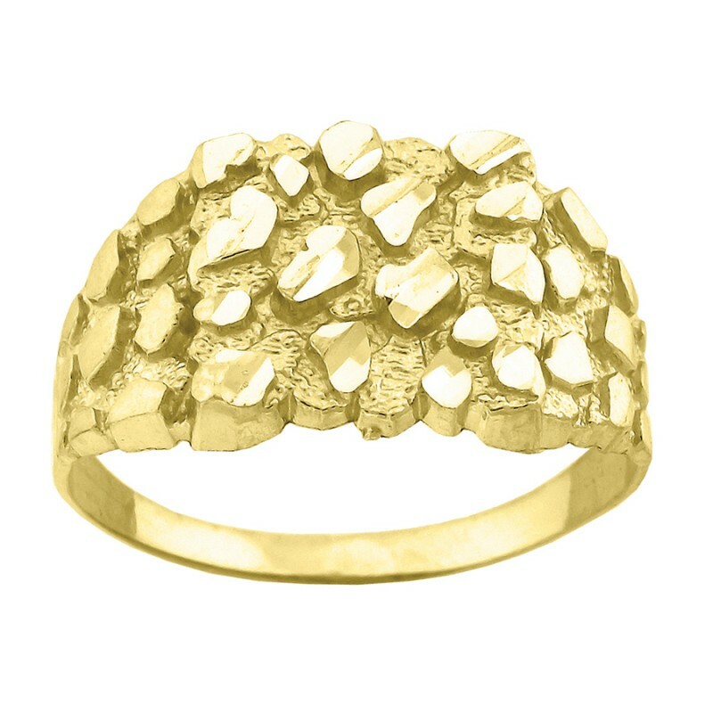 Pre-owned Fashion Ring Real 10kt Yellow Gold Nugget Fashion Mens Womens Jewelry Ring Gifts