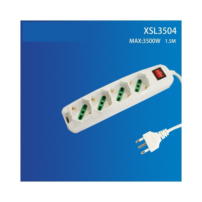 Presa Multipla Multipresa A 4 Posti Italiana Schuko + Interruttore dfh