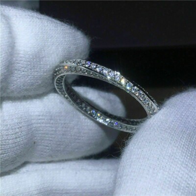 925 Silver Ring crystal zircon ring women Engagement wedding rings sz 6-10