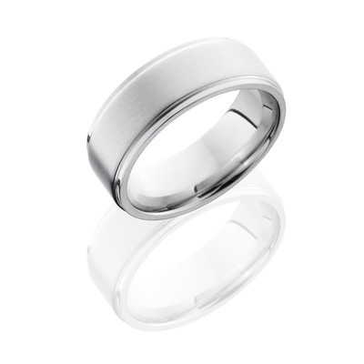 Cobalt Chrome Step Down Edge 8mm Brushed And Polished Band Ring Comfort Fit