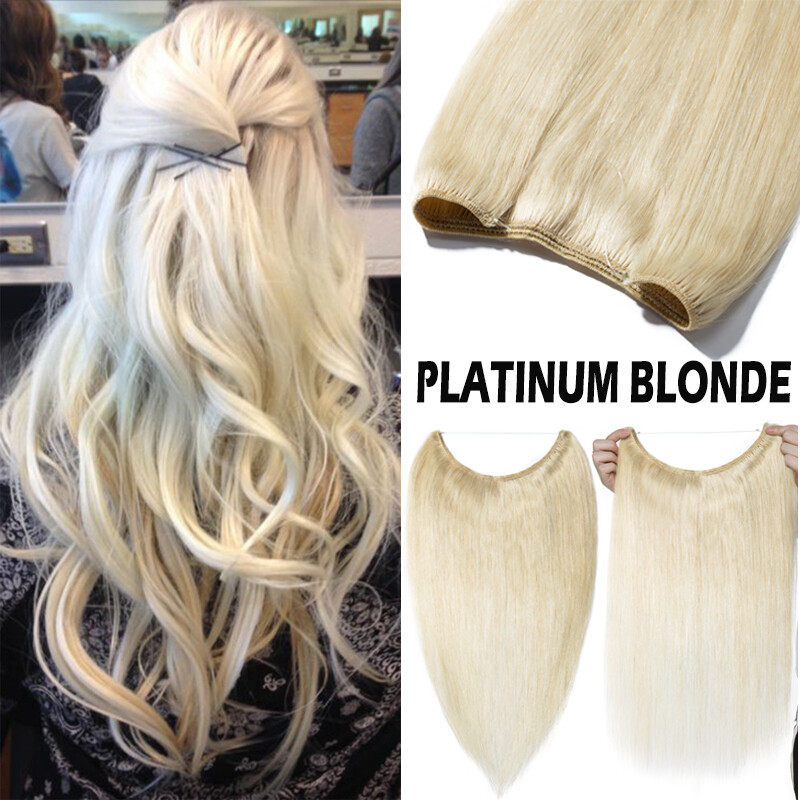 Clip Wire in Remy Human Hair Extensions One Piece Headband Hidden Invisible Ring