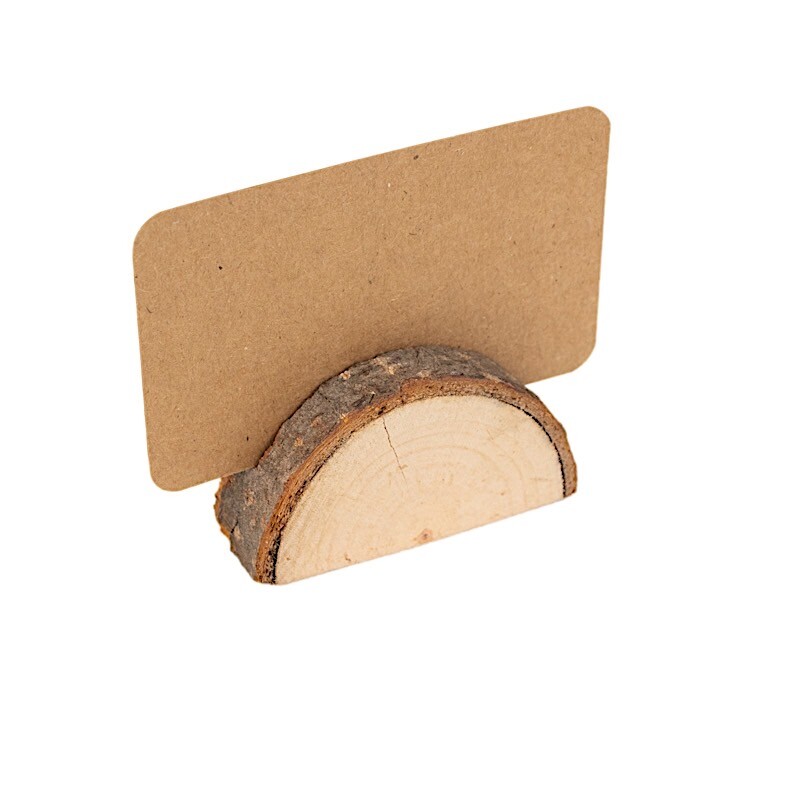 Natural 10 Semicircle 2.5" Wood Table Sign Holders Place Cards