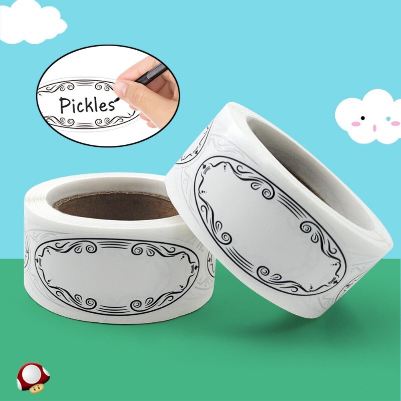 2-rolls-self-adhesive-oval-white-writable-label-stickers-food-sorting-jar-labels