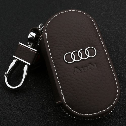 schlüsselanhänger etui schlüsseltasche echt leder autoschlüssel für Audi Kaffee