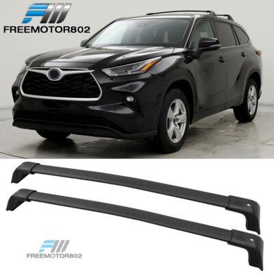 For 20-24 Toyota Highlander 4DR Cross Bars Roof Rack Rail Carrier Black Aluminum