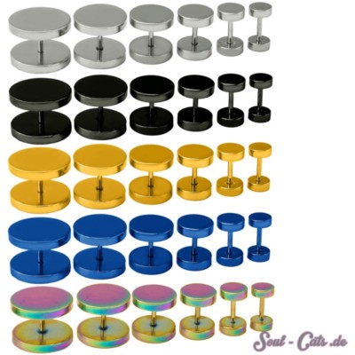 2 Stück Fakeplugs Fakeplug Fake Plug Ohrringe Edelstahl Herren viele Größen
