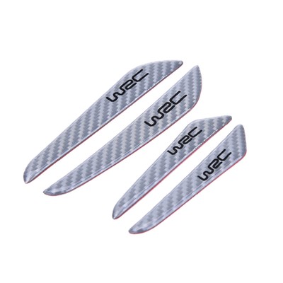 4Pcs Silver Carbon Fiber Car Side Door Edge Protection Guards Trims Stickers
