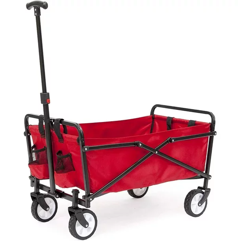 Compact Folding Utility Seina Outdoor Wagon Red Cart 150 Capacity Heavy Duty Pou