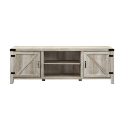 Walker Edison 70" Modern Farmhouse Wood TV Stand in White Oak