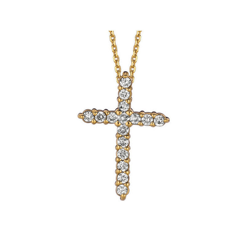 Pre-owned Morris 1.00 Carat Natural Diamond Cross Necklace 14k White Gold Si 18 Inches Chain