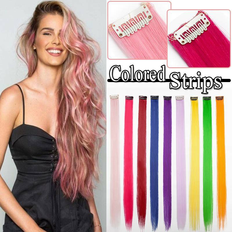 Coloured Streak Hair Clip In Dressed Hairpeice Straight Bright Hair