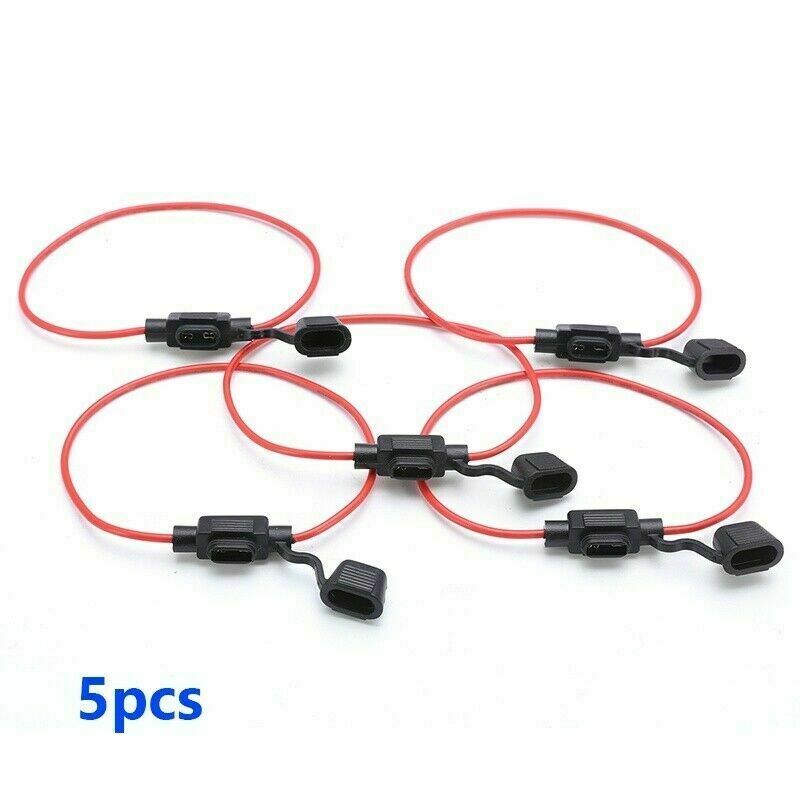 5X In-Line Standard Blade Fuse Holder Splash-proof for 12V 30A Fuses Car Replace