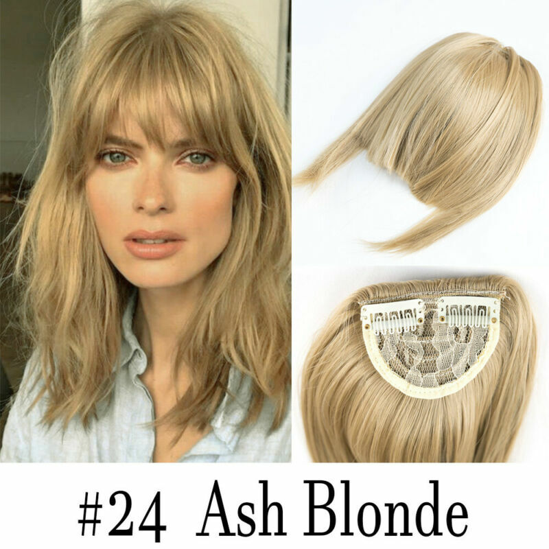 Ash Blonde Thick Natural Clip In On Front Hair Bangs Fringe Hair