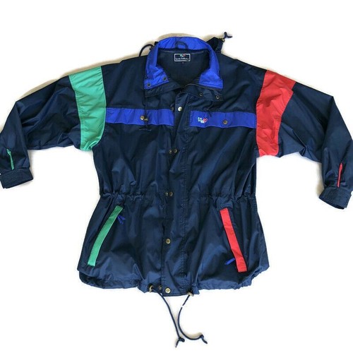 ジャケット・アウター 90s- used hooded jacket flamingo pattern Vintage 90s Windbreaker Jacket , Pink Coat , Colorblock