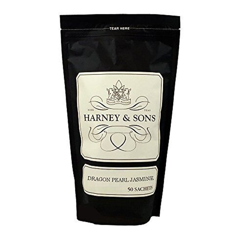Harney and Sons Dragon Pearl Jasmine Loose Tea, Kosher, Bag of 50 Sachets, Brown