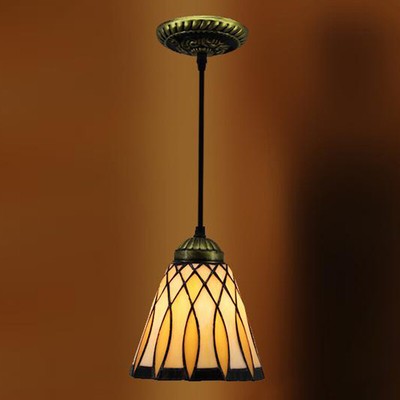 1-Light 6'' Wide Tiffany Style Leaf  Stained Glass Shade Mini Pendant Light