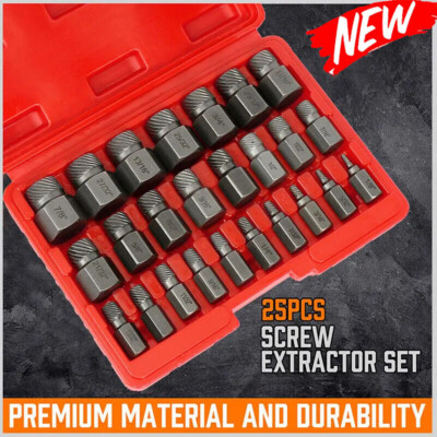 25 Pcs Multi-Spline Screw Extractor Set Hex Head Bit Socket Wrench Bolt Remover