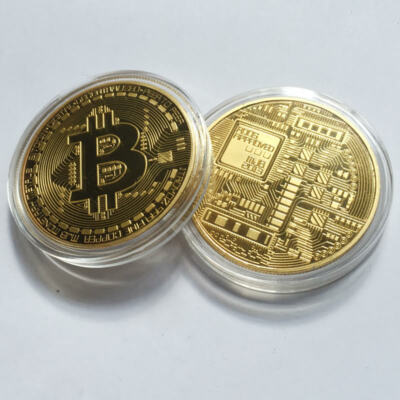 Bitcoin Gold Plated Token Coin Cryptocurrency Miner Pocket Gift Toy Collection
