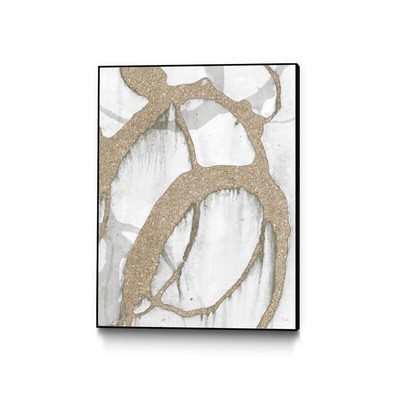 Giant Art Canvas  24x32 Gold Sparkle Strokes II Framed in Multi-Color