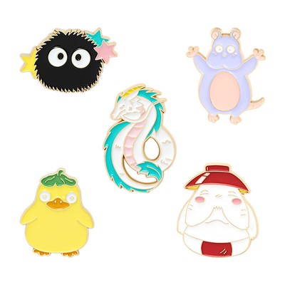 5Pcs Boh Soot Sprites Haku Dragon Badge Spirited Away Enamel Pin Brooch Anime