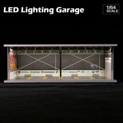 Diorama 1:64 Car Parking Lot Display Model LED Lighting Car Garage Scene Model