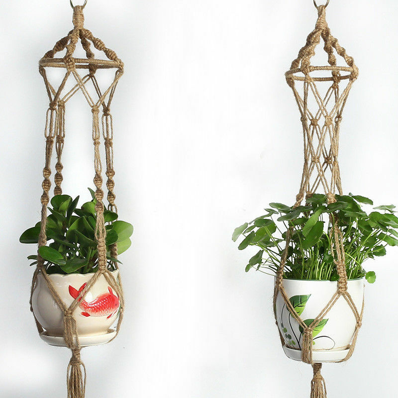 Vintage Macrame Plant Hanger Flower Pot Holder String Hanging Rope Wall Art