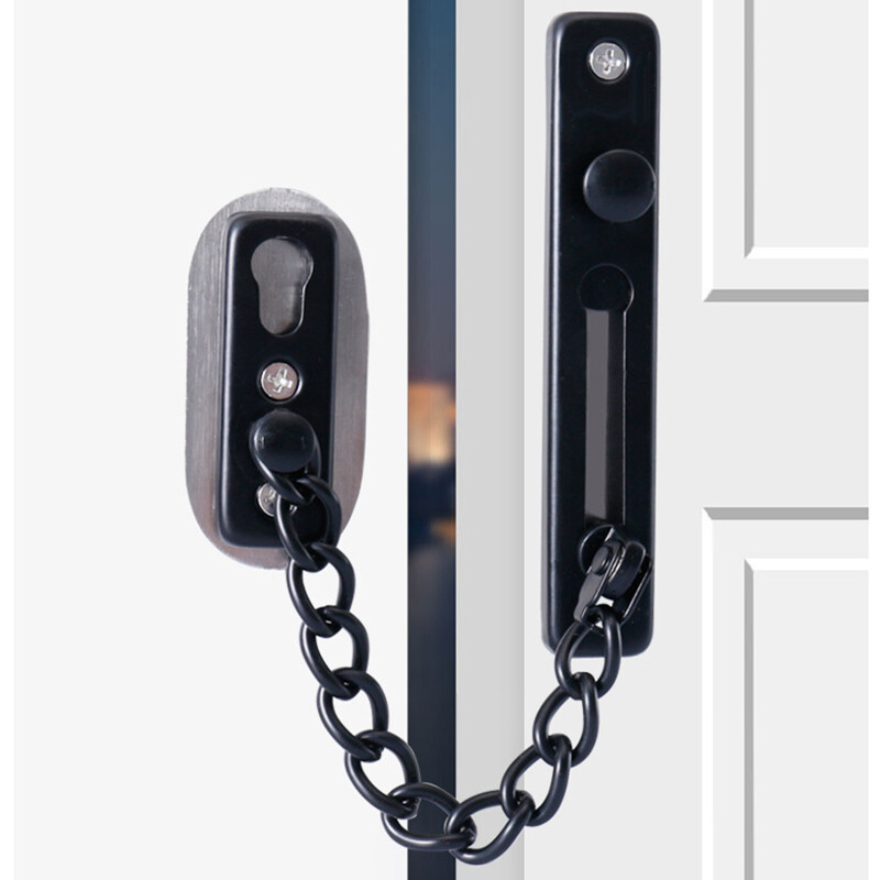 1x Window Door Chain Lock Latch with Spring Stainless Steel Security Press Bolt