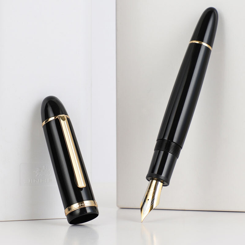 JinHao X159 Acrylic Fountain Pen Gold Clip Iridium Gold F 0.5mm Nib Business Pen